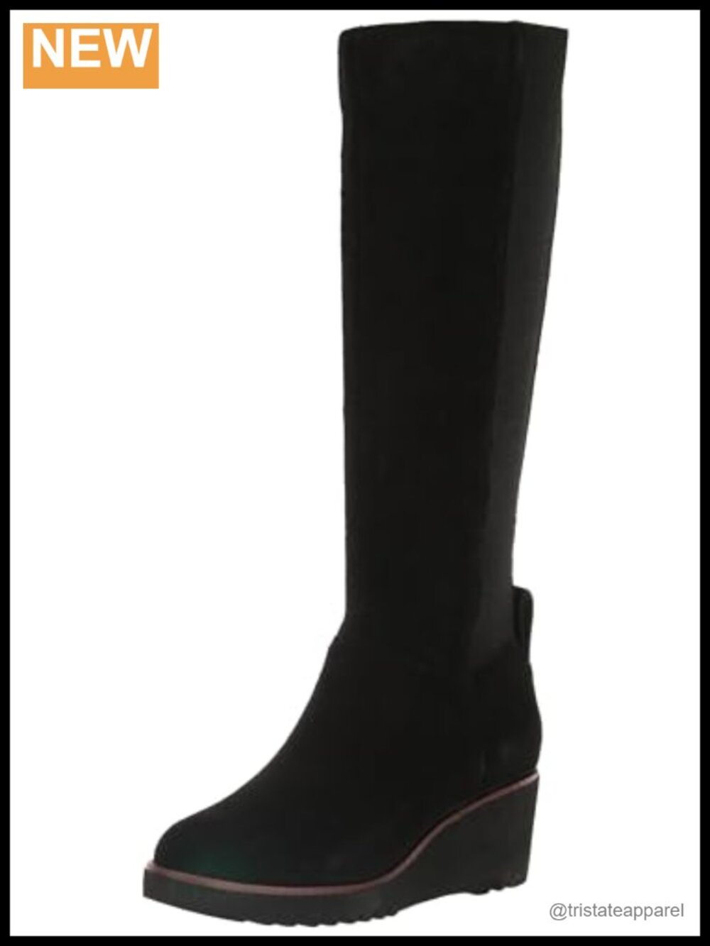 Knee-High Chelsea Wedge Boots Chrome Free Suede Zip